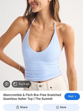Abercrombie & Fitch Pale Blue Seamless Halter Top - Light Blue - NWT